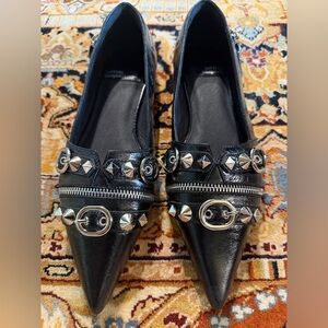 Jeffrey Campbell Black Silver Studded Women's Flat Shoes- 10, Never Worn, No Box